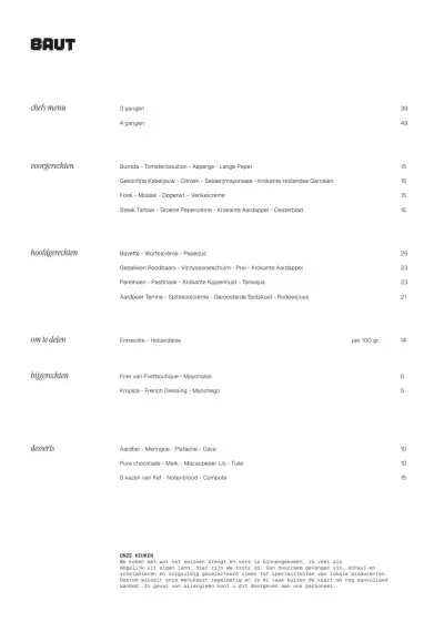 Bekijk menu Baut Oost
