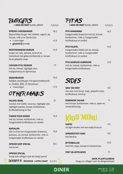 Bekijk menu Oproer Biercafé