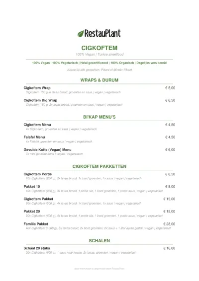Bekijk menu Çiğköftem Rotterdam Noord