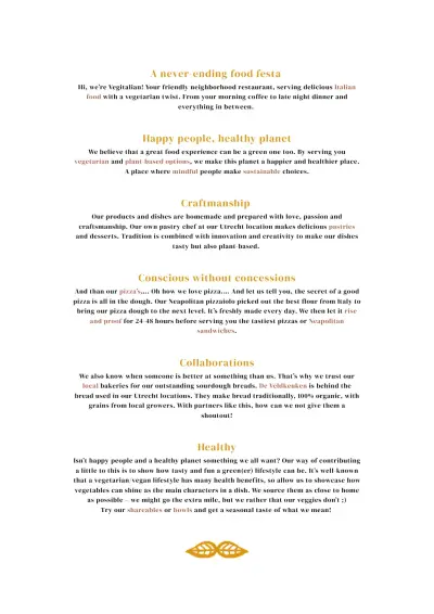View menu Vegitalian Pizzabar - Utrecht