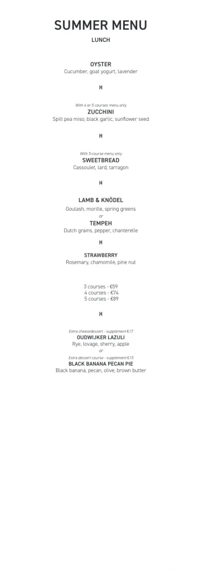 View menu Restaurant Hemel & Aarde