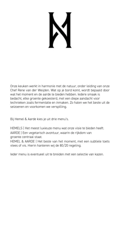 Bekijk menu Restaurant Hemel & Aarde