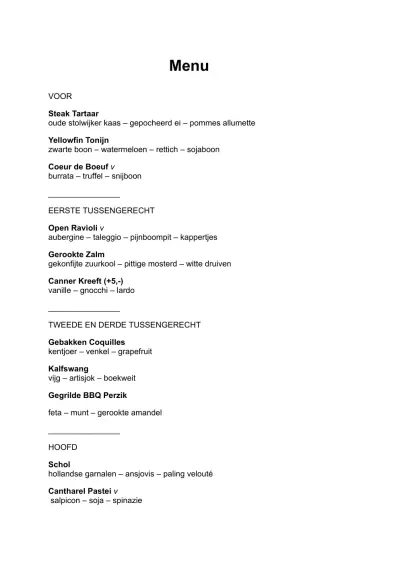 Bekijk menu Fico