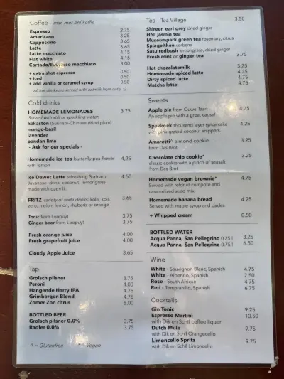 View menu Het Nieuwe Café