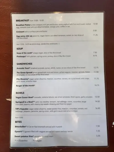View menu Het Nieuwe Café