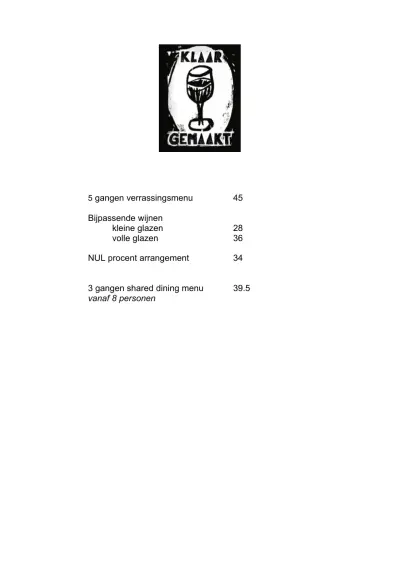Bekijk menu Klaar Gemaakt