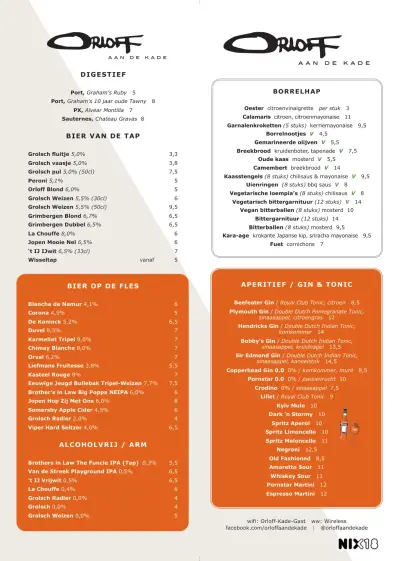Bekijk menu Orloff aan de kade