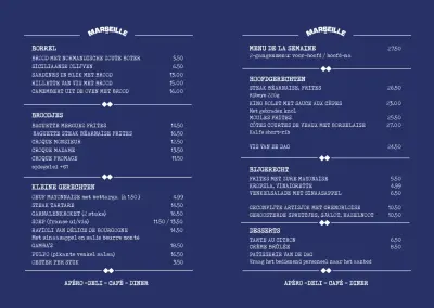 View menu Café Marseille