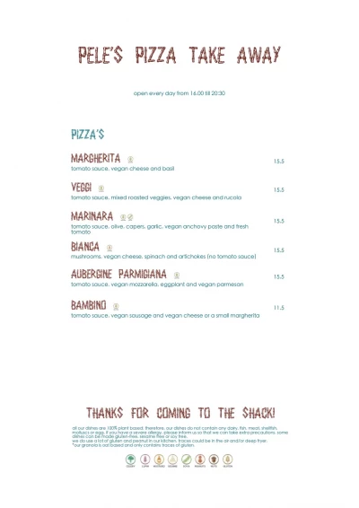 View menu Pele Surfshack