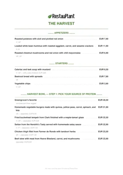 View menu The Harvest - Rotterdam