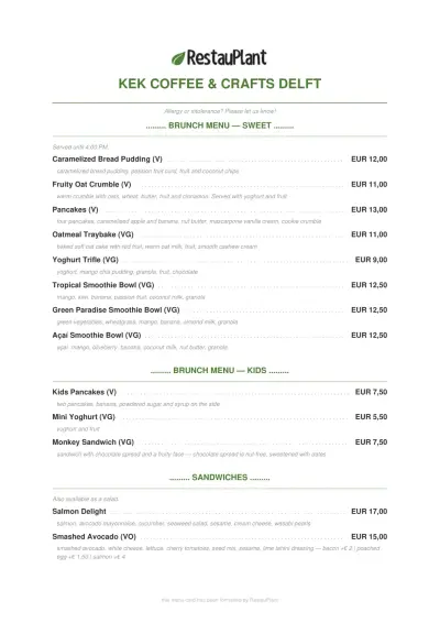 View menu Kek