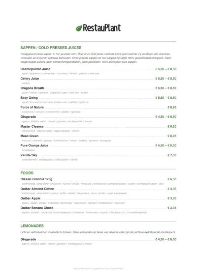 View menu Juicebrothers - Heemstedestraat