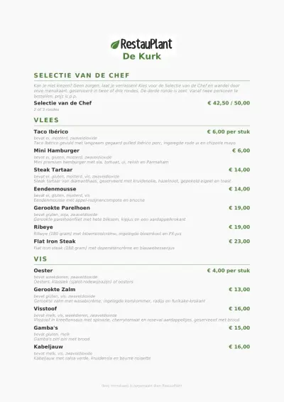 Bekijk menu De Kurk