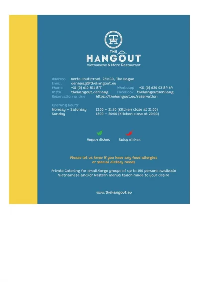 Bekijk menu The Hangout