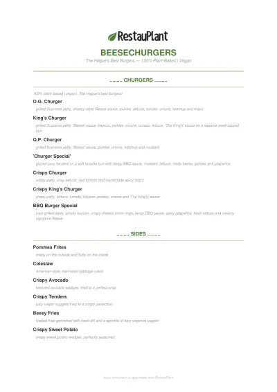 Bekijk menu BEESECHURGERS