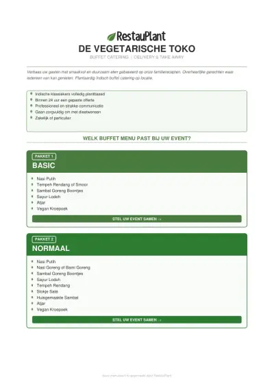 View menu De Vegetarische Toko