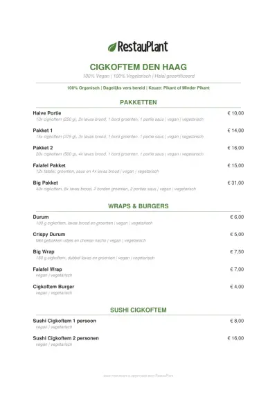 View menu Cigköftem - Den Haag