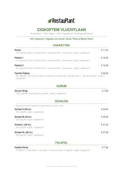 View menu Cigkoftem - Amsterdam Vlugtlaan