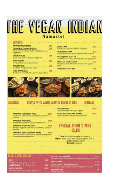 Bekijk menu The Vegan Indian