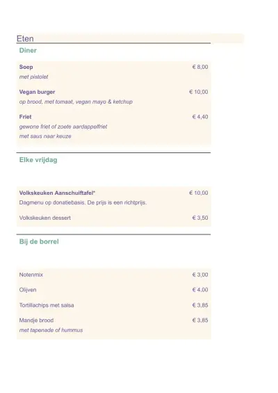 Bekijk menu Grand Café Utopie