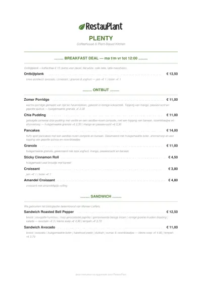 View menu Plenty