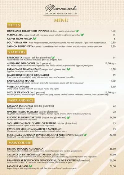 View menu Mammamia