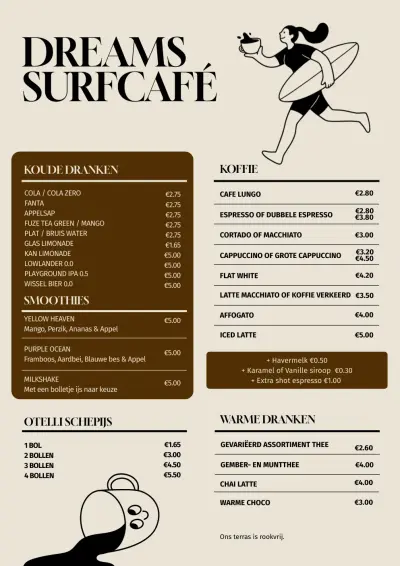 Bekijk menu Dreams Surfcafé