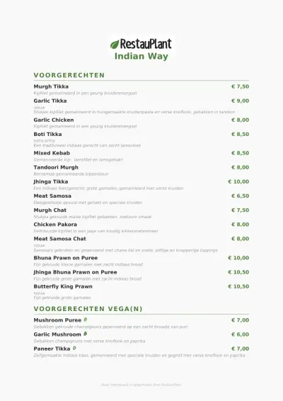 Bekijk menu Indian Way