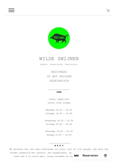 Bekijk menu Wilde Zwijnen