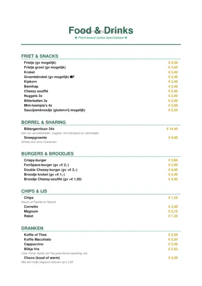 Bekijk menu FunSpace