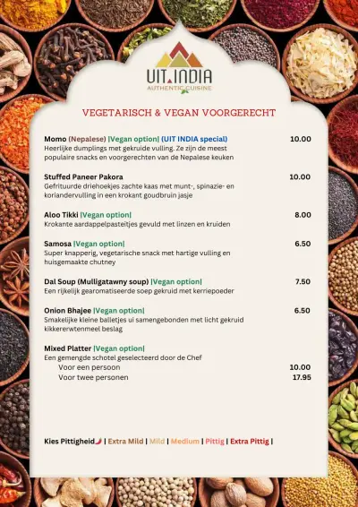 Bekijk menu Uit India