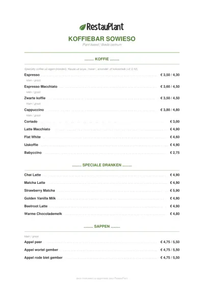 Bekijk menu Sowieso Koffiebar