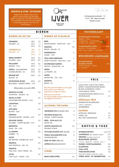 View menu IJver Amsterdam