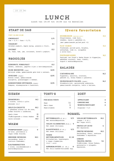 View menu IJver Amsterdam