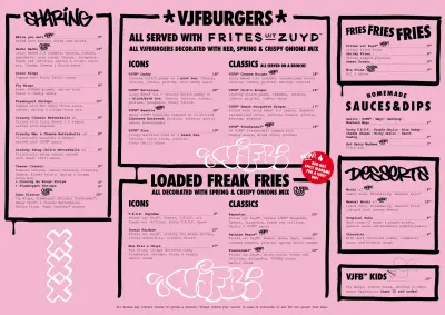 View menu Vegan junkfood bar - De Pijp