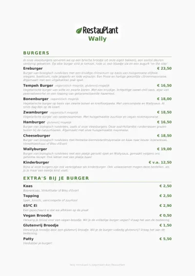 Bekijk menu Restaurant Wally