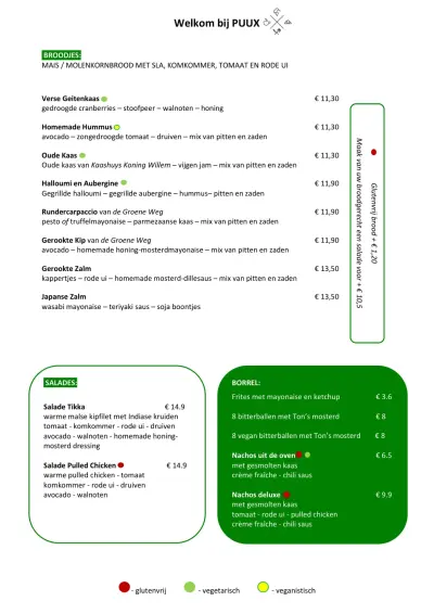 Bekijk menu Puux