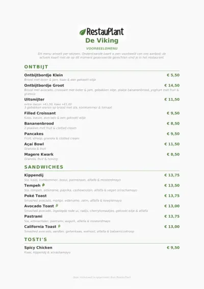 View menu De Viking