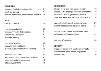 Bekijk menu Café Beurre