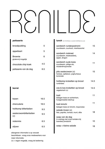 View menu Restaurant Renilde