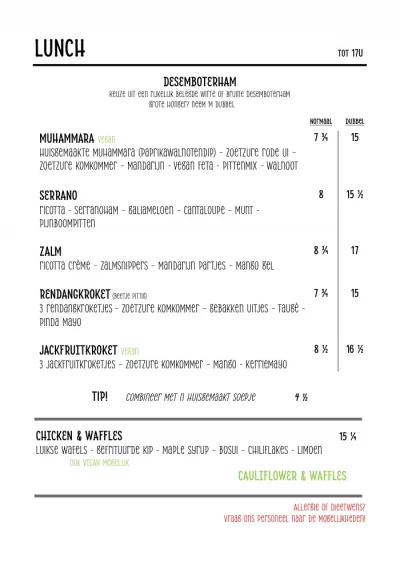 Bekijk menu Raw