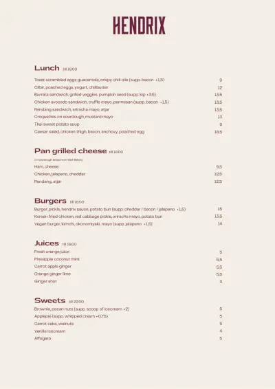 Bekijk menu Hendrix