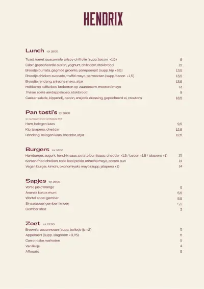 Bekijk menu Hendrix