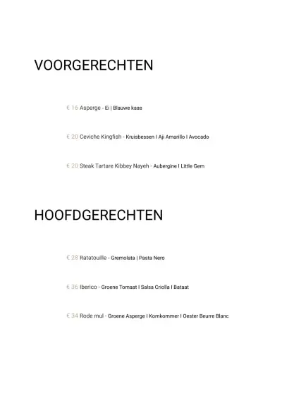 Bekijk menu VANE Restaurant