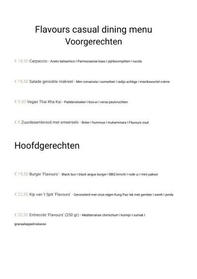Bekijk menu VANE Restaurant