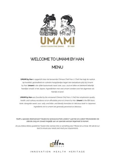 View menu Umami by Han - Amsterdam