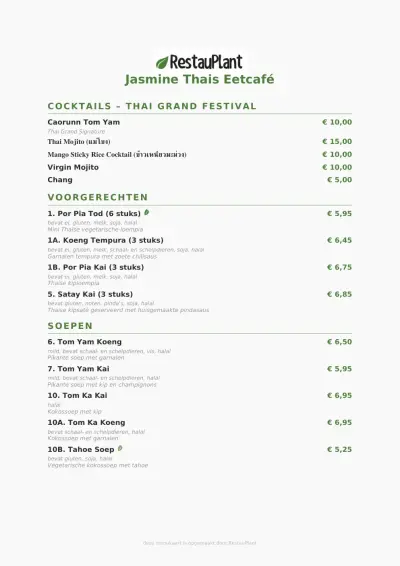Bekijk menu Jasmine Thais Eetcafé