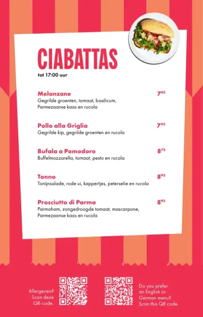 View menu Happy Italy - Breda