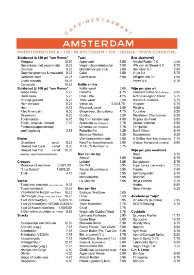 Bekijk menu Cafe restaurant Amsterdam