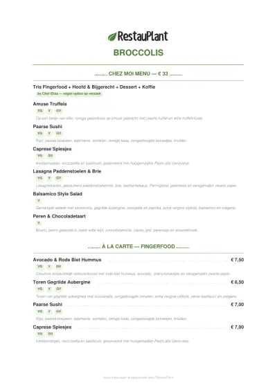 Bekijk menu Broccolis